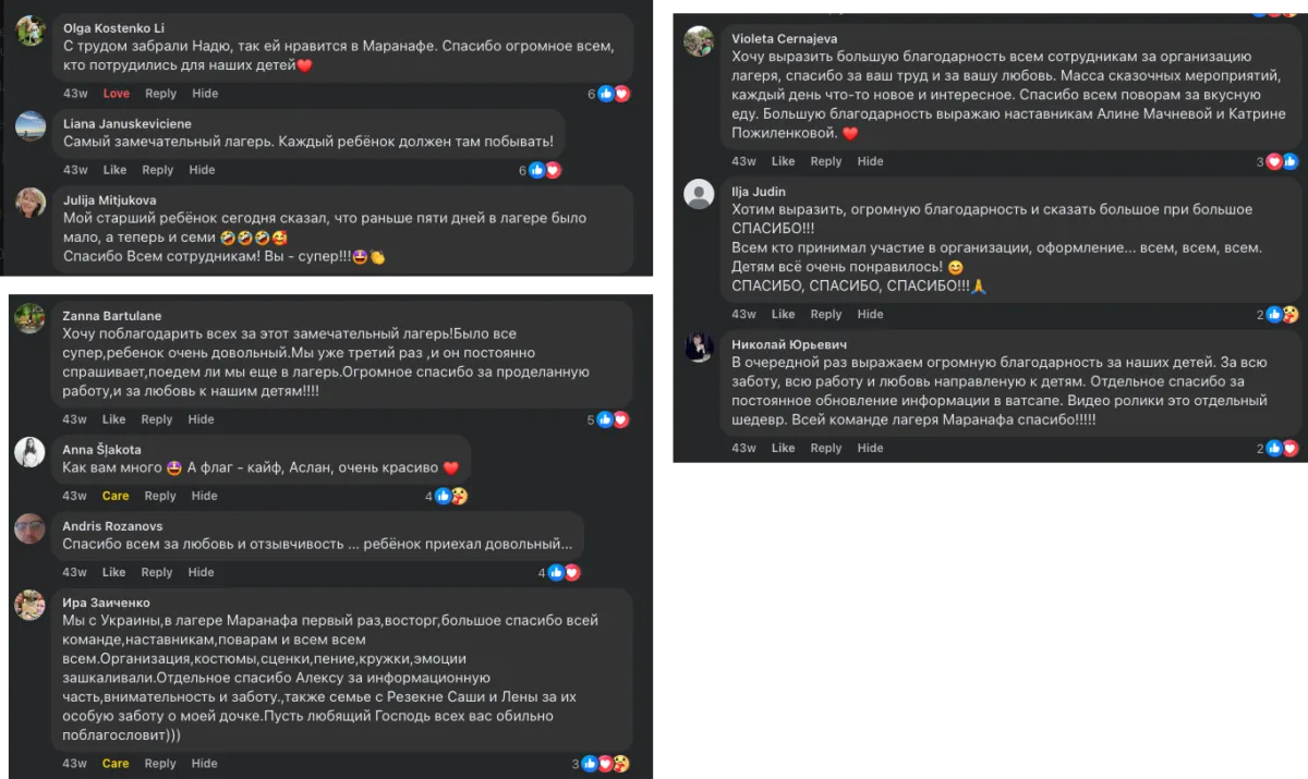 Parent testimonials from social media